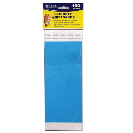 C-Line Products DuPont Tyvek Security Wristbands, Blue, PK200 89105